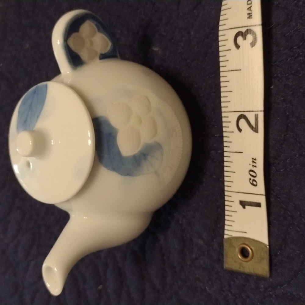 Mini Porcelain Floral Teapot and Mini Cup